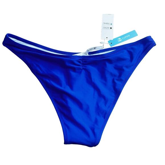 Cupshe Bright Blue Cheeky High Leg Bikini Bottom Sz XL New Swimwear Bottom - Picture 3 of 5